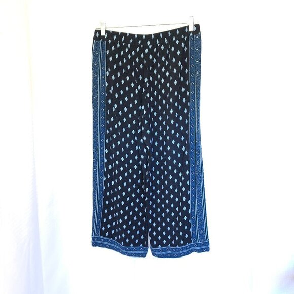 J. Jill Pull-on Crop NEW. Blue Print with Wide Leg - Picture 2 of 9